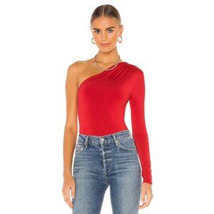 Lovers + Friends NWT Red Vika One Shoulder Long Sleeve Thong Bodysuit Size‎ XL